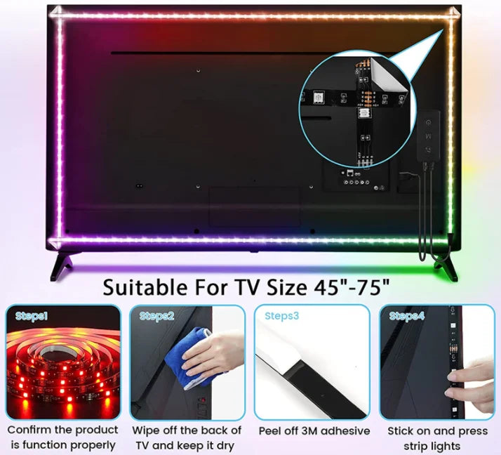 USB LED Nachtlichtstreifen - DC5V, SMD 3528, 50CM 1M 2M 3M 4M 5M Längen, mit USB-Anschluss für TV, PC, Laptop