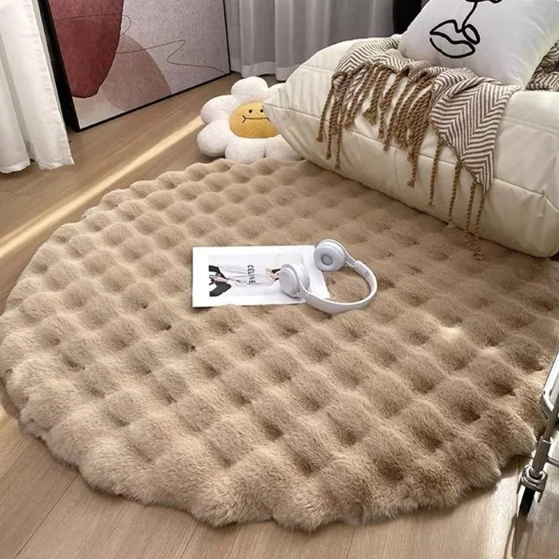 Frendorf | PlushCircle Rundteppich aus Kunstfell | Weich wie Kaninchenfell | Hochwertige Deko für Zuhause
