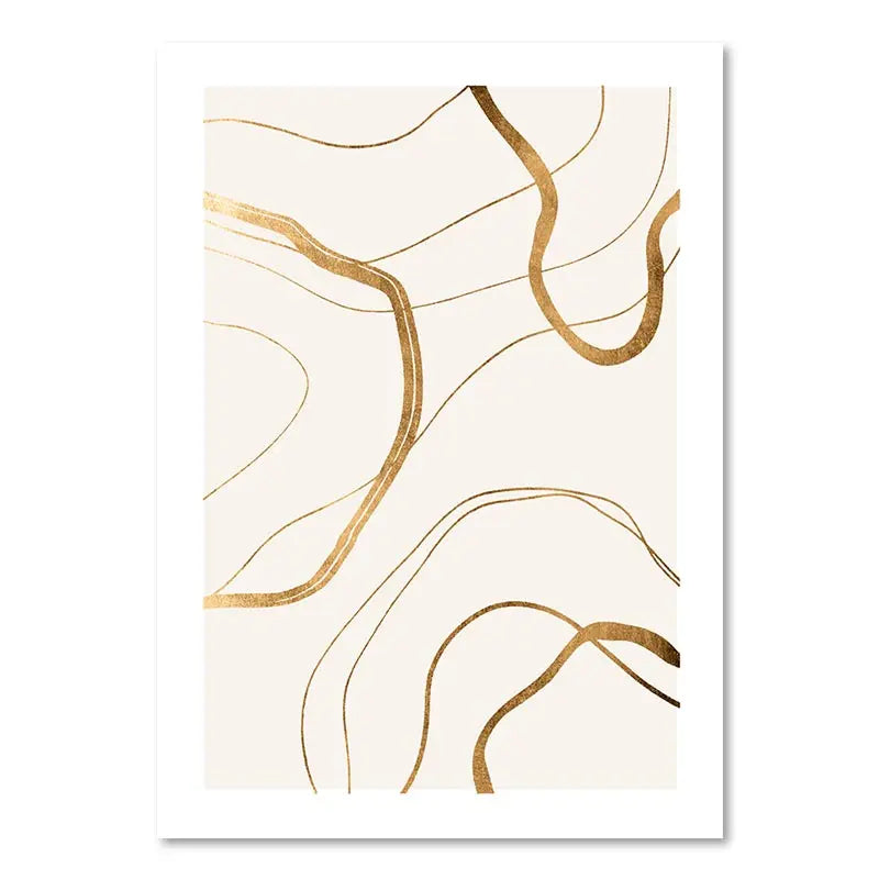 Nordic Abstract Sand Waves Gold Palm Posters Green Marble Line Coral Wall Art Print Canvas Painting Pictures Living Room Decor