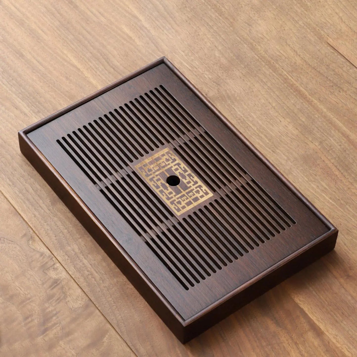 Chinese Tea Tray with Water Storage Box Durable Simple Drainage Type Plate Tea Serving Tray for Teahouse Home Household Office