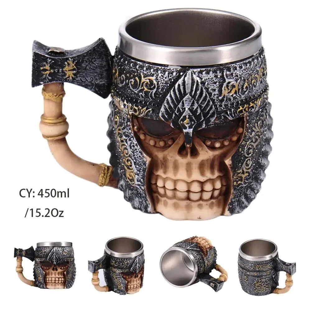 Mittelalterlicher Drachenharz-Edelstahlbecher als Kaffeebecher oder Teebecher