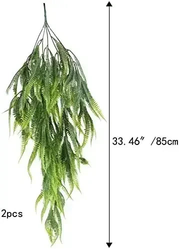 Frendorf | 2 Stück künstliche hängende Bostonfarn Pflanzen – UV-beständige künstliche Grünpflanzenranken für Innen/Außen – 33,5 Zoll lebensechte dekorative hängende Pflanzen für Wohn-, Garten- und Terrassendekoration