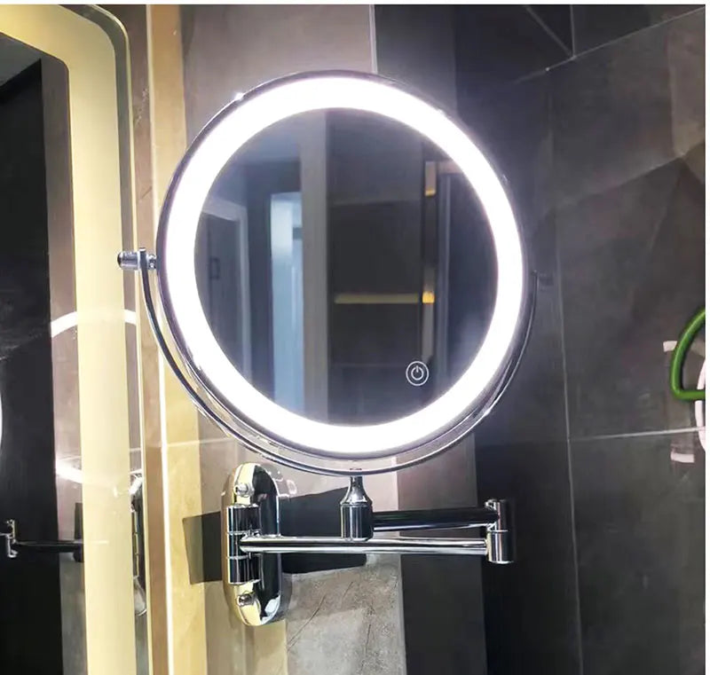 Frendorf | LumiMirror Schwarzer Wiederaufladbarer LED-Vergrößerungsspiegel | Make-up & Badezimmer | Elegantes Design