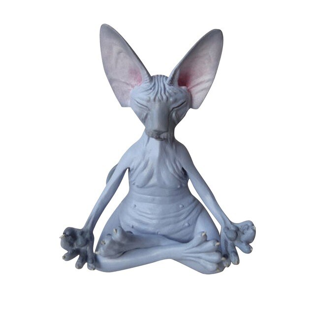 Meditation Yoga Glückliche Katze Wunderliche Buddha-Sphinx-Katzenstatue Art-Deco-Skulptur Outdoor-Gartenstatue
