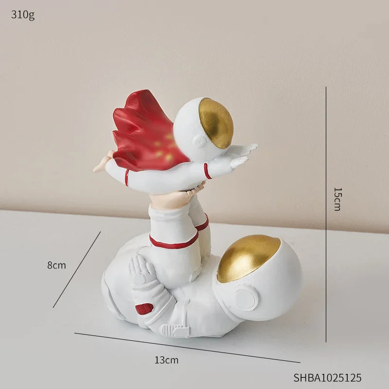 Heimdekor Moderne Wohnzimmer Schreibtischdekoration Zubehör Einfache Vater und Sohn Astronaut Figurine Süße Harz Einrichtung Handwerk