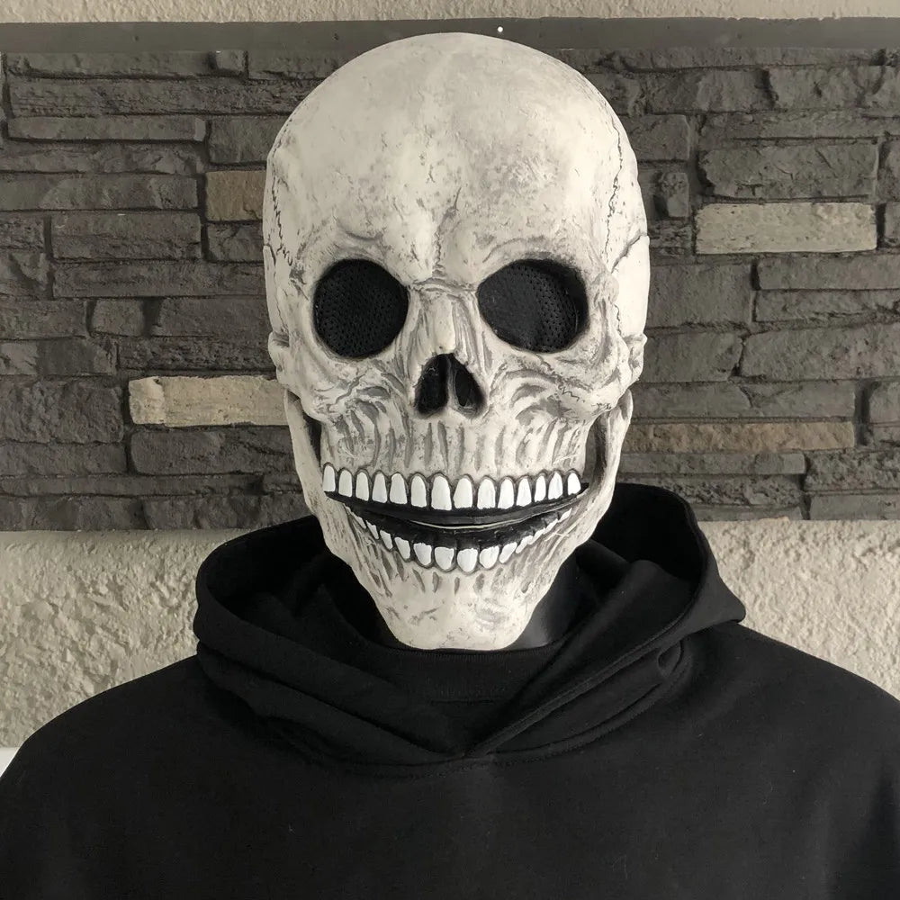 Frendorf | Beweglicher Kiefer Realistische Vollkopf-Schädelmaske - Menschliches Skelettmaske für Halloween-Party