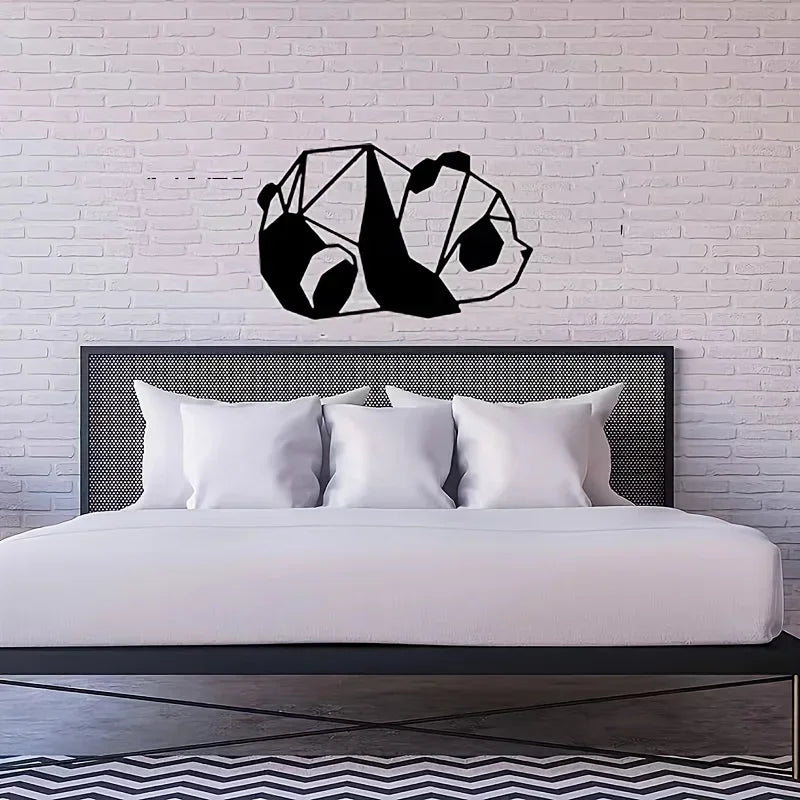 1 Stück Metall Eisen Pandas Outdoor Wandkunst Dekor Schwarze Metall Wandmontierte Kunst Wohnzimmer Badezimmer Schlafzimmer Wandskulpturen Wohnkultur