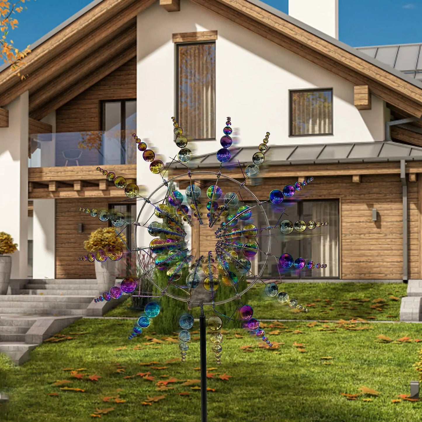 Frendorf | Einzigartiger Solarbetriebener Kinetischer Metall Windmühlen Spinner - Magische Windkollektoren für Patio, Garten, Rasen Außen Dekoration