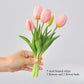 Frendorf | 5 kurze Pole Tulpen Kunstblumen – weiche Gummi-Seiden-Tulpen für Wohnkultur, Hochzeiten und Fotografie-Requisiten