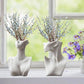 Elegante weiße Gesichtsmuster-Vase | Keramische Vase perfekt für Blumen oder Federn