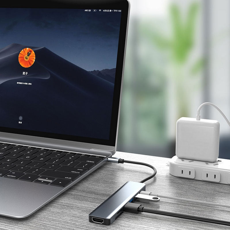Thunderbolt 3 USB-C Hub mit HDMI, PD, SD/TF für MacBook Air M1 und iPad Pro