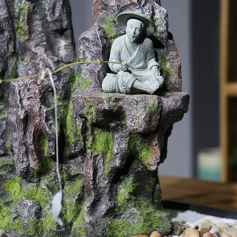 Miniatur Alter Fischer Schach Spielen Sand Steine Figur Aquarium Ornamente Feengarten Bonsai Steingarten Landschaft Raumdekoration