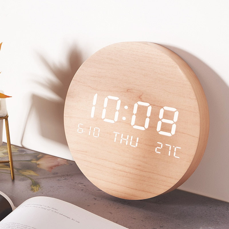 Holz Digitaluhr - Stilvolle Uhr für Zuhause und Büro