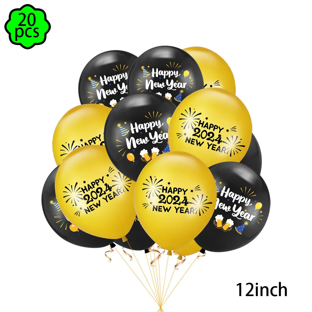 Neujahrsservietten Pappteller Becher Neujahr Tischdecken Tischüberwurf 2024 Neujahrsparty Dekorationen Silvesterparty Zubehör