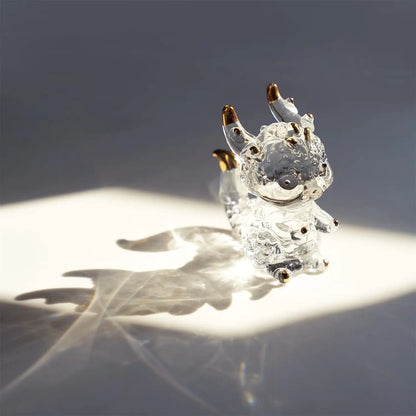 H&D 3-Zoll Kristalldrachen Figur Sammlerstücke Kunstglas Tier Ornament Dekoration für Bürotisch Zuhause Schlafzimmer