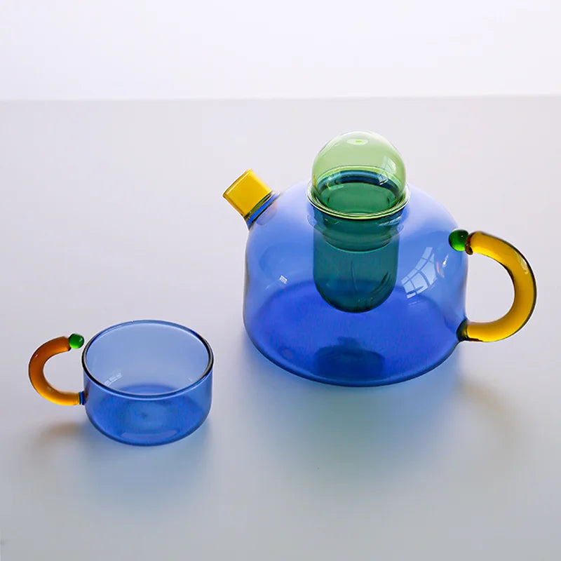 Kontrastierende Farbe Glas Teeset