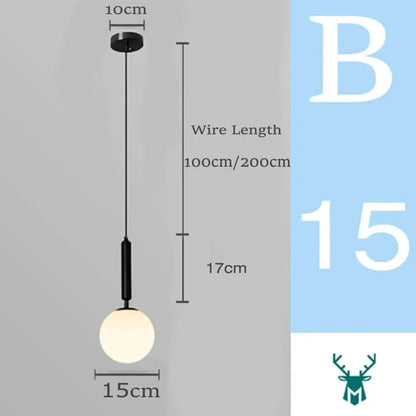Mid-Century Modern Glas Ball Pendelleuchte
