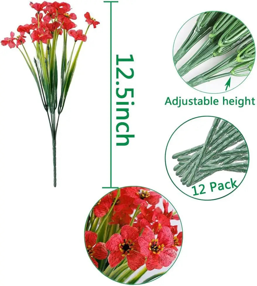 Frendorf | 2/6/10 Bundles Außen Künstliche Blumen – UV Beständige Falsche Seide Blumen für Garten, Veranda und Außen Dekor