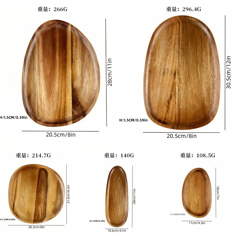 Irreguläres Ovales Massivholz-Essteller Melone, Obst, Gebäck, Desserttablett dekorativ