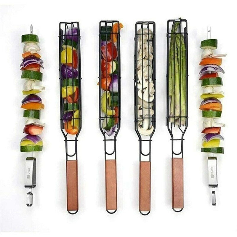 Tragbarer Antihaft-BBQ-Grillkorb - Kohlen-Grill-Zubehör für Outdoor-Camping, Picknick und Fleischröstung