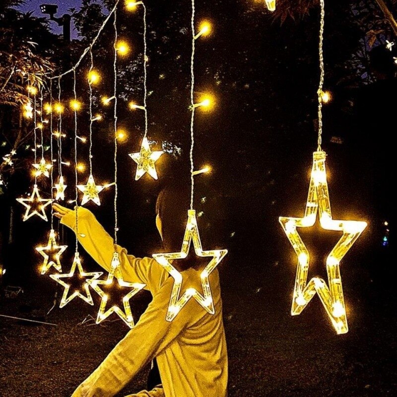 Solar Moon Star Lampe LED Lichterkette Dekoration