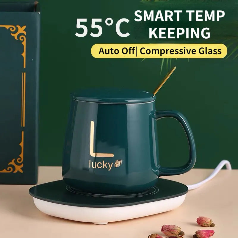 400ML Kaffeetasse Untersetzer Set 55 Grad Temperaturhalte Automatische Heizung Keramikbecher