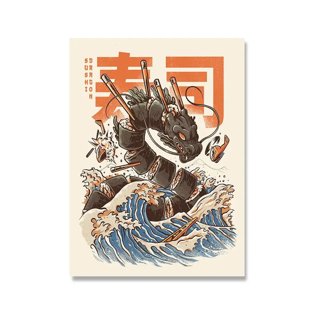 Japanische Lebensmittel Nudeln Moderne Küche Poster Dekoration Getränke Ramen Cartoon Leinwandmalerei Retro Bar Wandkunst Druck Bilder