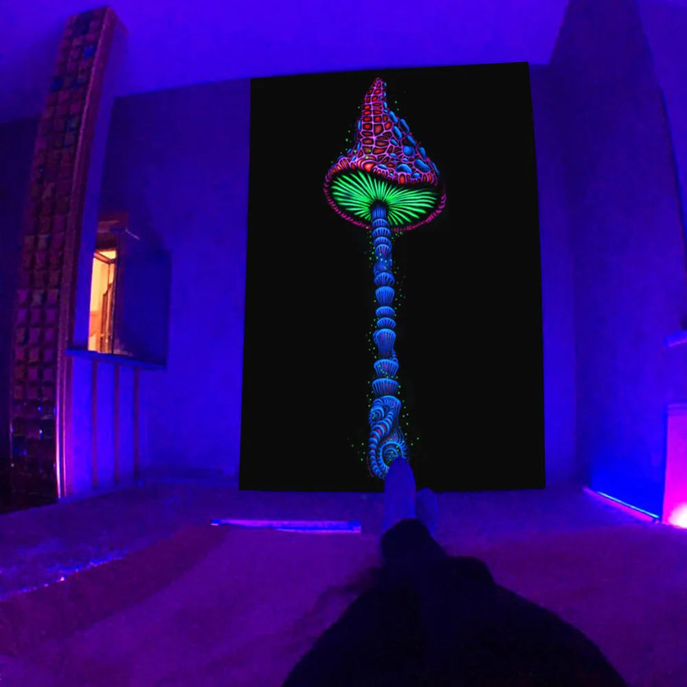 Psychedelischer Pilz Glow Wandteppich