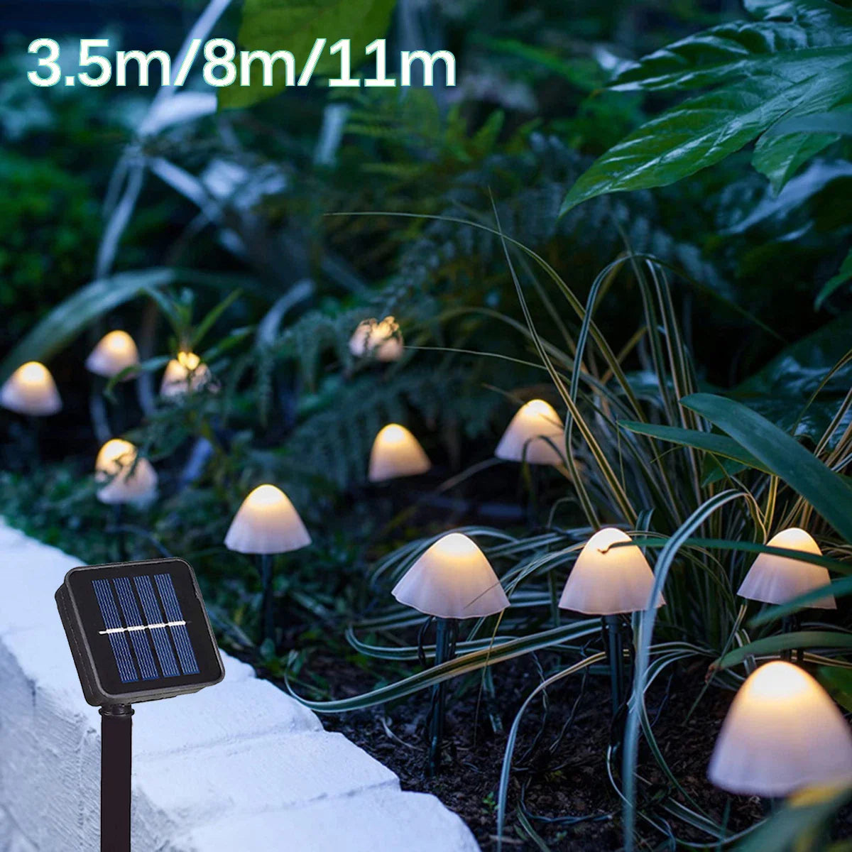 Frendorf | 11M Solar-Pilz-Lichterketten – LED-Feenlichter für den Außenbereich, Garten, Rasen, Camping und Partyddekoration