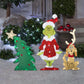 Frendorf Grinch Weihnachtsdekoration | Beleuchtete und Wetterfeste Gartenfigur mit LED-Lichtern