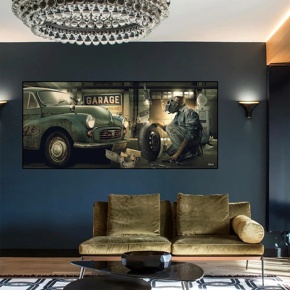 Lustiger Hund Singender Hip Hop Tier Poster Coole Musikband Leinwanddruck Malerei Nordische Wandkunst Bilder Wohnzimmer Hoom Dekor