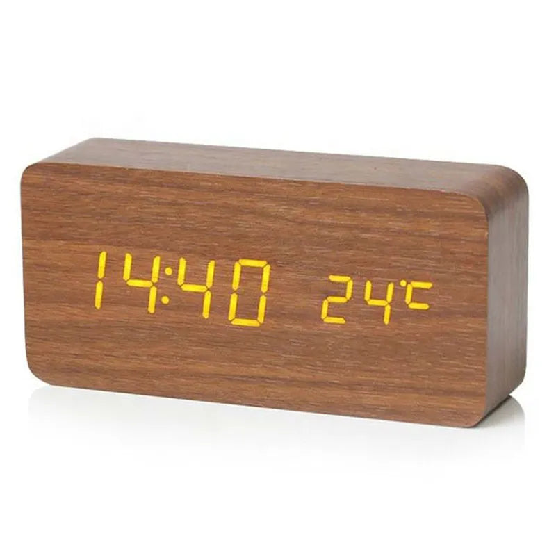Frendorf | TimeWood | Digital Holz-Uhr mit LED-Display, Stille-Funktion & modernem Design