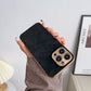 Frendorf | Leder Premium MagSafe Apple iPhone Hülle mit galvanisiertem Rahmen | Goldener Rahmen Case, Kameraschutz - Schutzhülle für iPhone 15, 14 Pro Max Plus