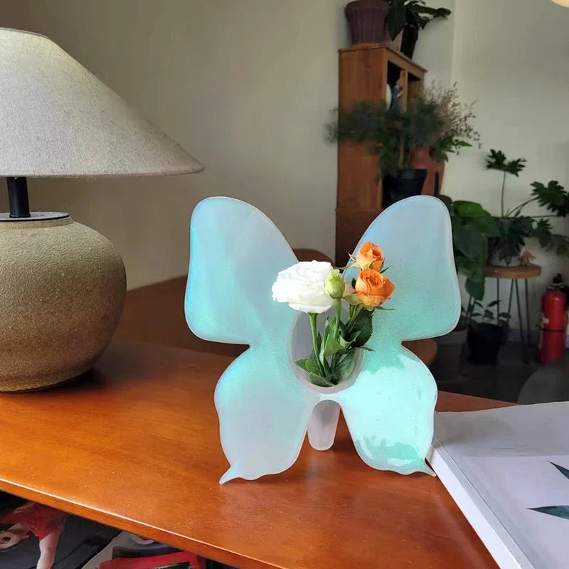 Frendorf | Künstlerische Schmetterling Klare Blumen Vase
