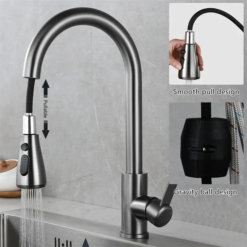 Frendorf | Küchenarmatur mit ausziehbarem Auslauf – Gebürstetes Nickel