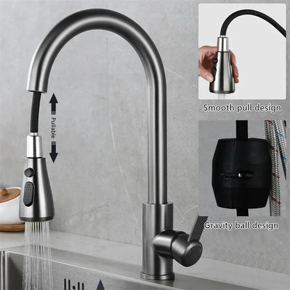 Frendorf | Küchenarmatur mit ausziehbarem Auslauf – Gebürstetes Nickel