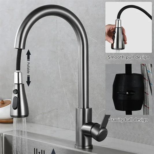 Frendorf | Küchenarmatur mit ausziehbarem Auslauf – Gebürstetes Nickel