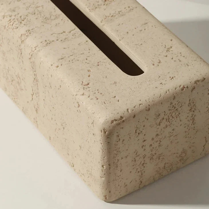 Frendorf | Travertino Faux Travertine Taschentuchhalter | Elegante Badezimmer-Deko | Praktisch & Stilvoll