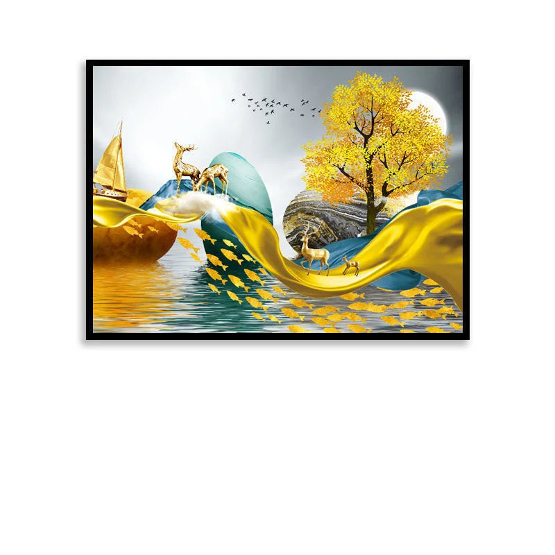 Elektrische Zählerkasten Dekor - Stromschalter Verstecken Abdeckung Wand Leinwand Poster Gemälde 40x30cm - Wohndesign Malerei Dekorativ