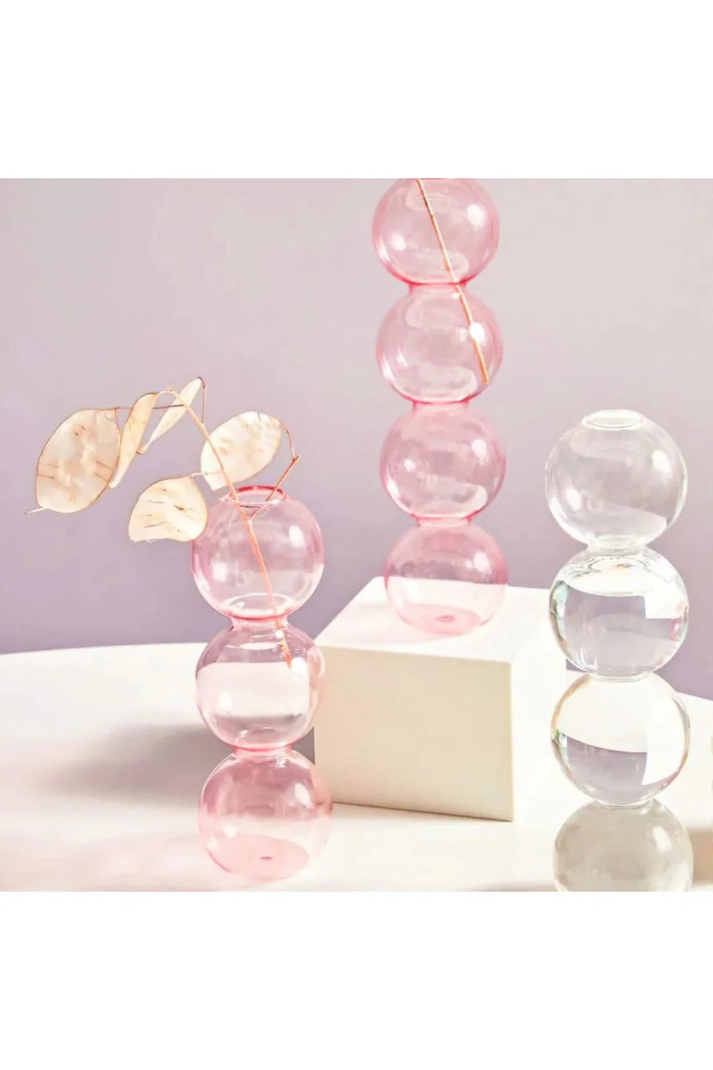 Pink Glass Taper Kerzenhalter