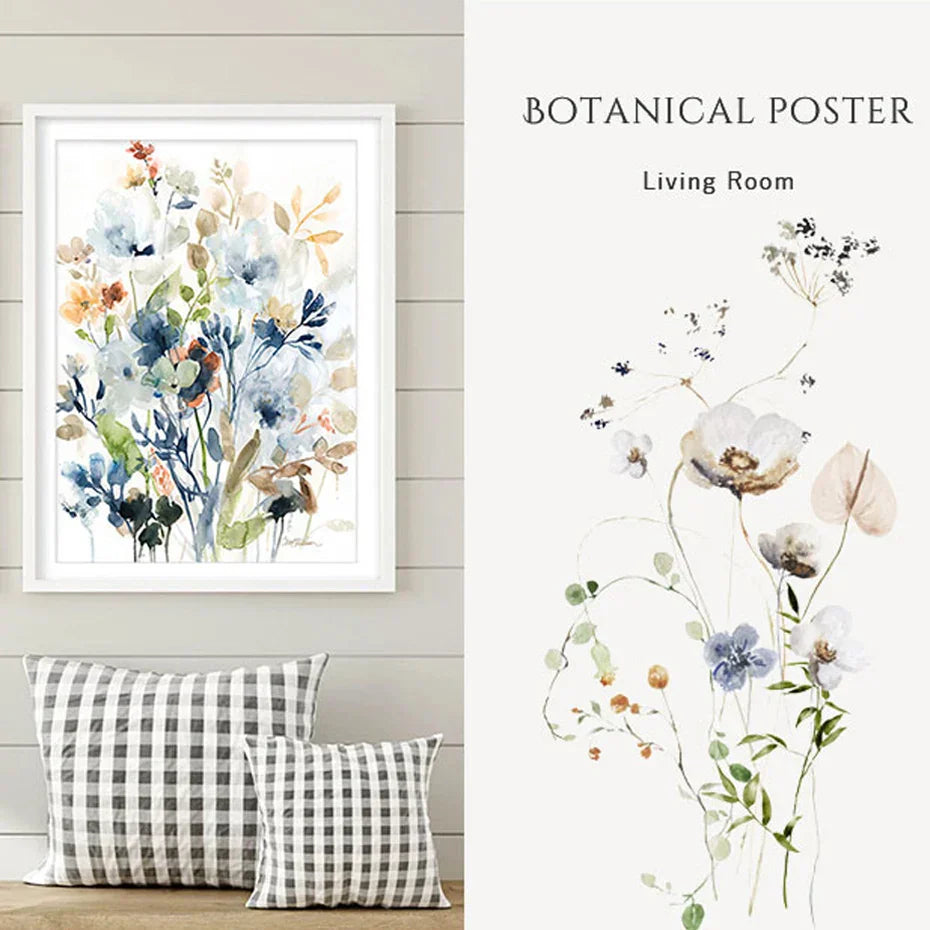Frendorf | ArtisBloom Botanisches Aquarell Poster | Leinwanddruck mit Blumen & Blättern | Wandkunst für Wohnzimmer & Heimdekoration