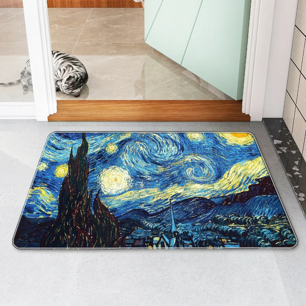 Fußmatte, Van Gogh, Nachttischmatte, Küchenteppich, Heim-Fußmatten, Eingangstür-Teppiche, Gebetsteppich, Fußmatten, Fußbad, Badezimmer-Dekoration