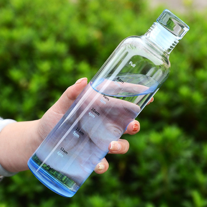 Zeit-Skalen hitzebeständige Glas Wasserflasche