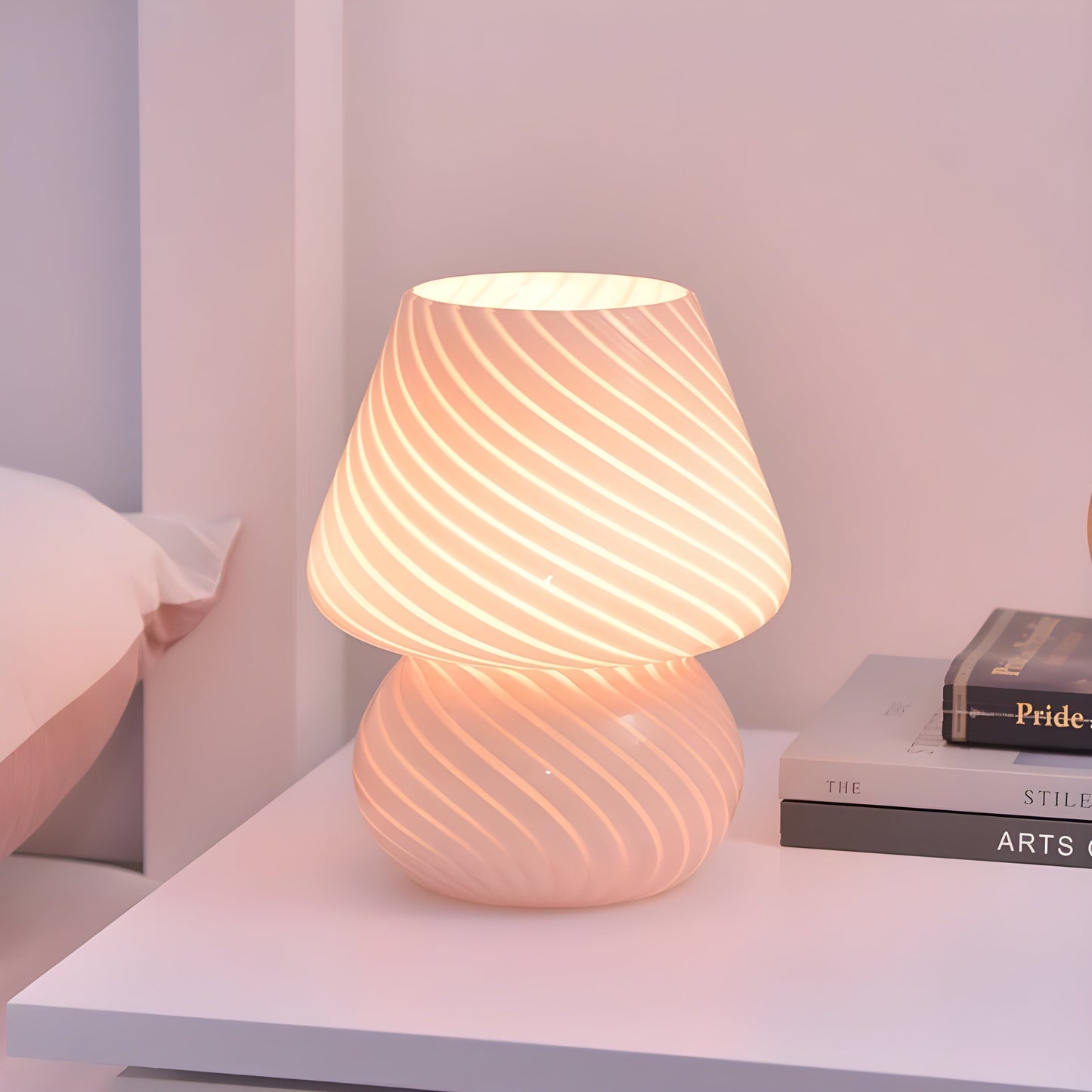 Ätherisch Glow - Kleine Glaspilz-Tischlampe
