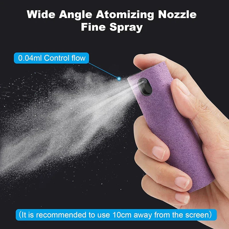 Frendorf | Mikrofaser Bildschirmreiniger Spray Set mit Tuch & Bürste für Smartphones, Tablets, Laptops