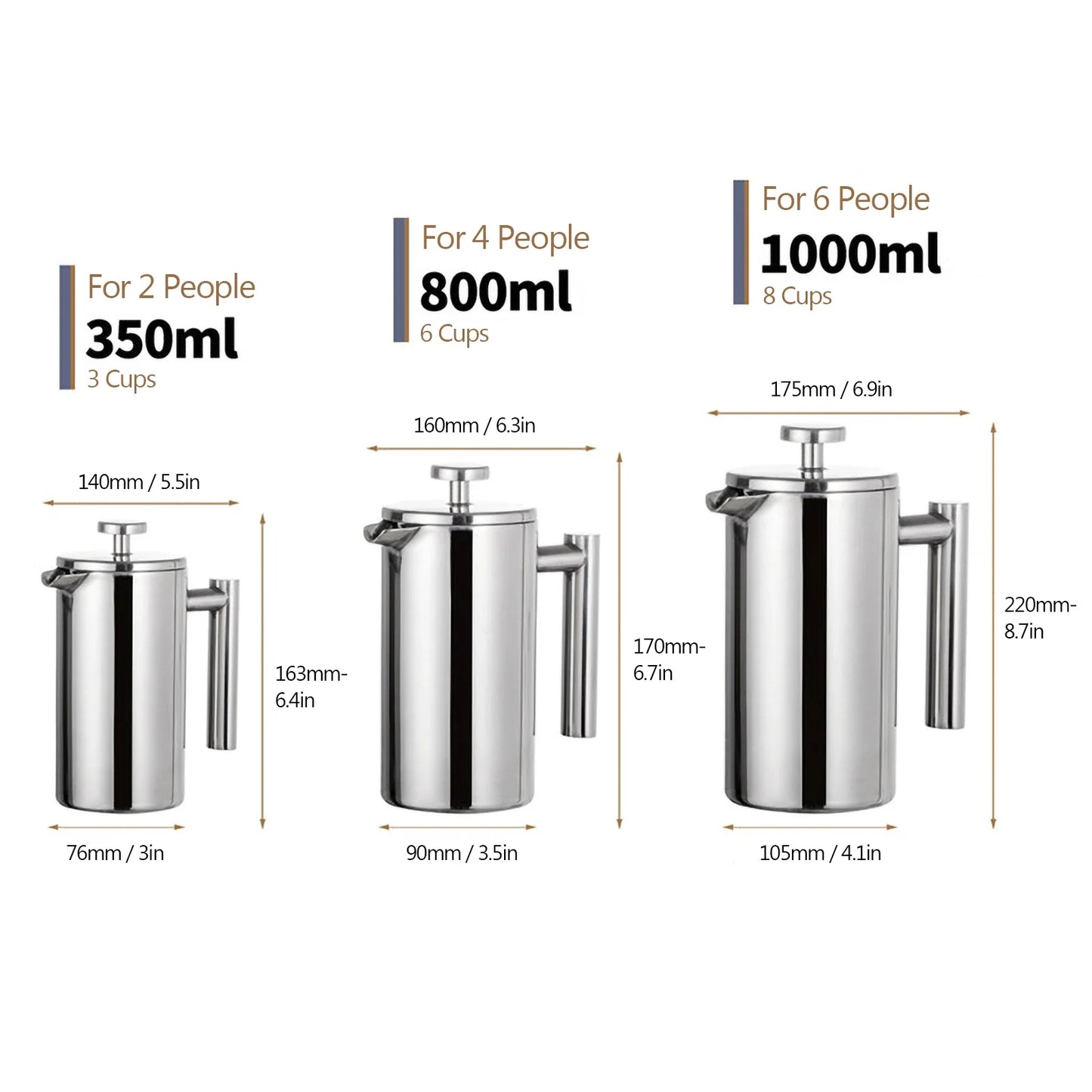 Edelstahl French Press Kaffeemaschine