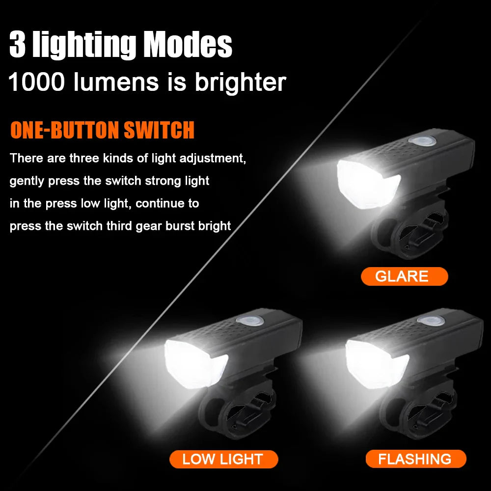 Frendorf | USB Rechargeable Bike Light – Wiederaufladbares Fahrradlicht mit Rücklicht & 3 Lichtmodi für maximale Sichtbarkeit
