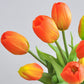 Frendorf | 5 kurze Pole Tulpen Kunstblumen – weiche Gummi-Seiden-Tulpen für Wohnkultur, Hochzeiten und Fotografie-Requisiten