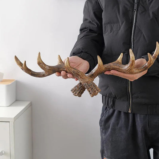 Nordic Vintage Hirschgeweih Dekorative Haken Wand hängen Kleider und Hüte Haken Hochwertige Wohnraumdekoration Geweih Harz Statue Handwerk