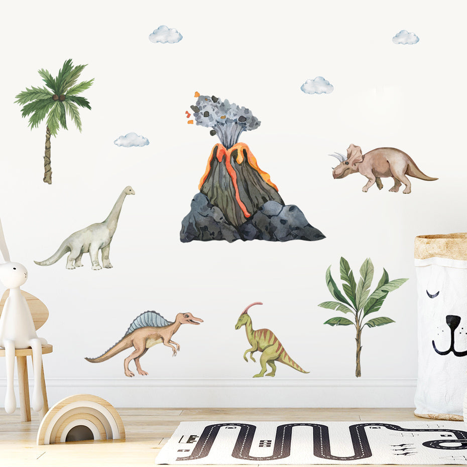 Frendorf | Cartoon Wandtattoos Dinosaurier Vulkaneruption